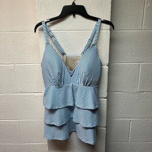 Lane Bryant Striped Blue and White Women's Swim Top. Size 14